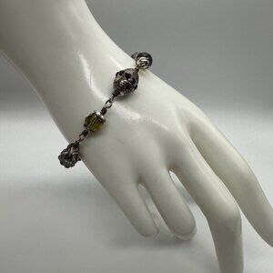 Brighton Jewel Fantasy Beaded Bracelet Silver Tone Faceted Purple Green Beads